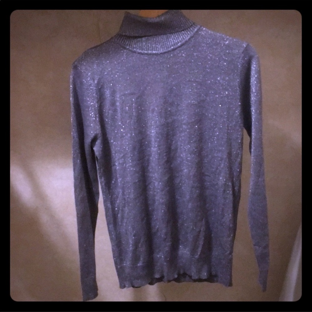 Silver metallic sweater turtle neck great 4 winter